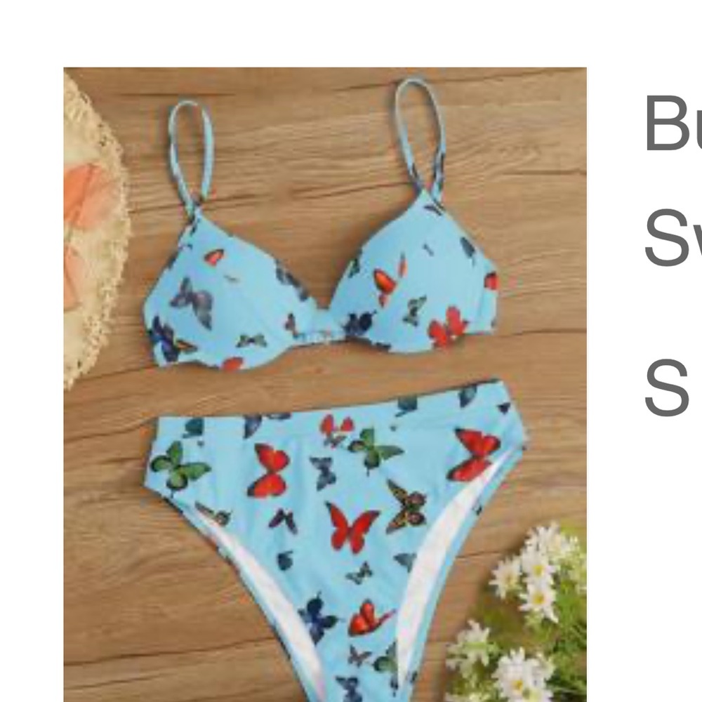SHEIN Blue Butterfly Bikini Set